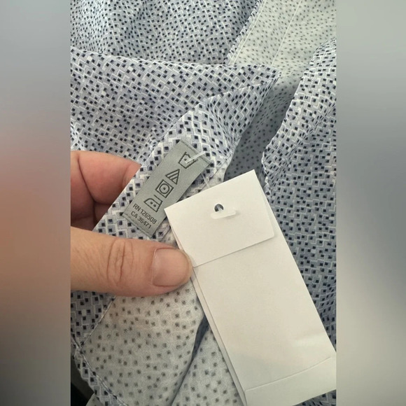 Thomas Dean Abstract Print Button Up Dress Shirt Cotton Office Career NWT Large - Picture 7 of 7